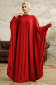 Neva Style - Yarasa Kol Kiremit Tesettür Elbise 5867KRMT - Thumbnail