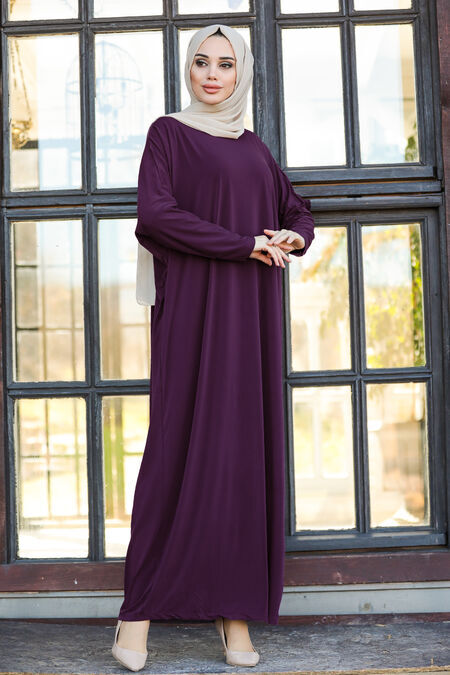 Neva Style - Yarasa Kol Mor Tesettür Ferace 17801MOR - 1