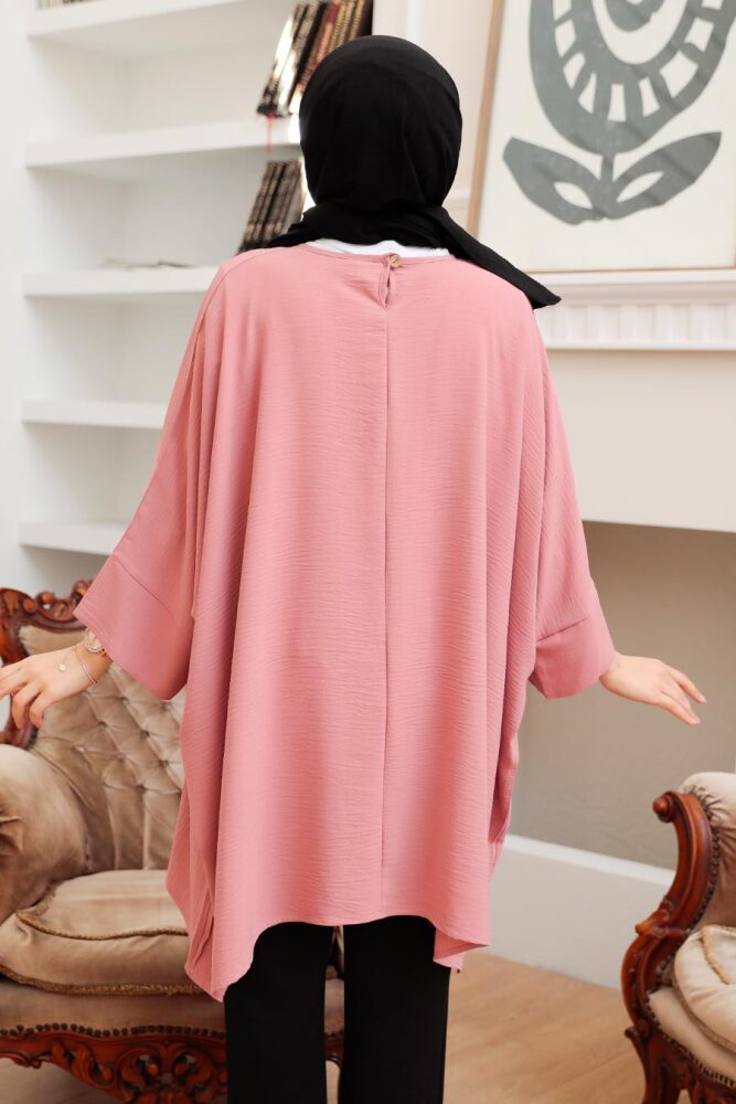 Neva Style - Yarasa Kol Pudra Tesettür Tunik 40760PD - 2