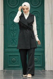 Neva Style - Yelekli Siyah Tesettür İkili Takım 5916S - Thumbnail