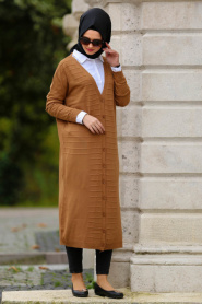 Neva Style - Yellowish Brown Hijab Cardigan 15047TB - Thumbnail