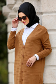 Neva Style - Yellowish Brown Hijab Cardigan 15047TB - Thumbnail