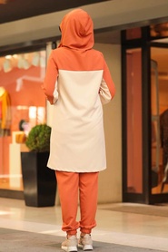 Neva Style - Yellowish Brown Hijab Casual Suit 10140TB - Thumbnail