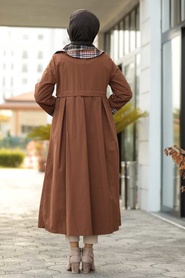 Neva Style - Yellowish Brown Hijab Coat 1192TB - Thumbnail