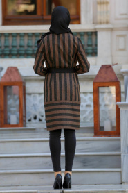 Neva Style - Yellowish Brown Hijab Coat 30090TB - Thumbnail