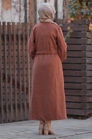 Neva Style - Yellowish Brown Hijab Jaket Coat 5409TB - Thumbnail
