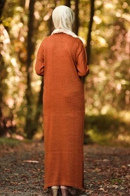 Neva Style - Yellowish Brown Hijab Knitwear Dress 1048TB - Thumbnail