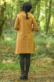 Neva Style - Yellowish Brown Hijab Knitwear Tunic 14603TB - Thumbnail
