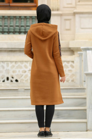 Neva Style - Yellowish Brown Hijab Sweatshirt 15380TB - Thumbnail