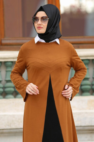 Neva Style - Yellowish Brown Hijab Trico Tunic 2885TB - Thumbnail
