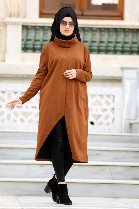 Neva Style - Yellowish Brown Hijab Tunic 1634TB