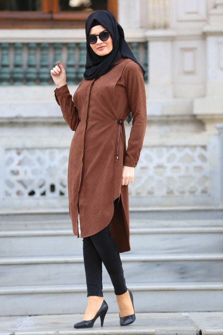Neva Style - Yellowish Brown Hijab Tunic 22290TB