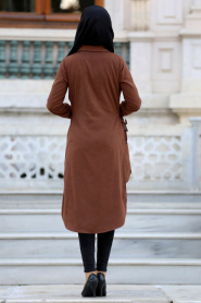 Neva Style - Yellowish Brown Hijab Tunic 22290TB - Thumbnail