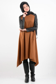 Neva Style - Yellowish Brown Hijab Tunic 6209TB - Thumbnail