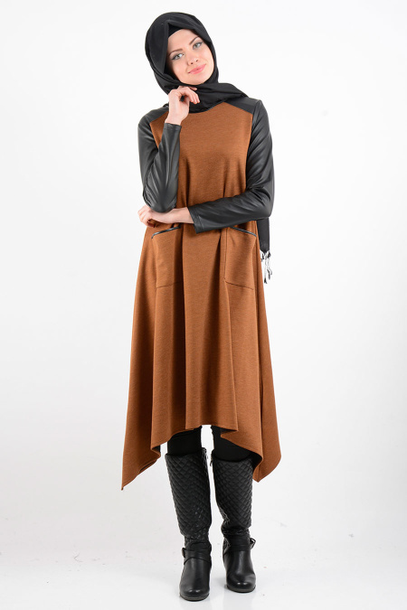 Neva Style - Yellowish Brown Hijab Tunic 6209TB