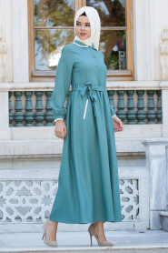 Neva Style - Yeşil Tesettür Elbise 4054Y - Thumbnail
