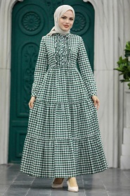 Neva Style - Yeşil Tesettür Elbise 2702Y - Thumbnail