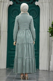 Neva Style - Yeşil Tesettür Elbise 2702Y - Thumbnail