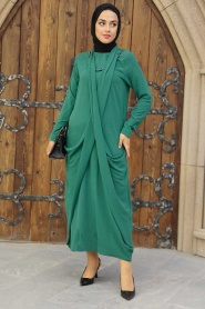 Neva Style - Yeşil Tesettür Elbise 34281Y - Thumbnail