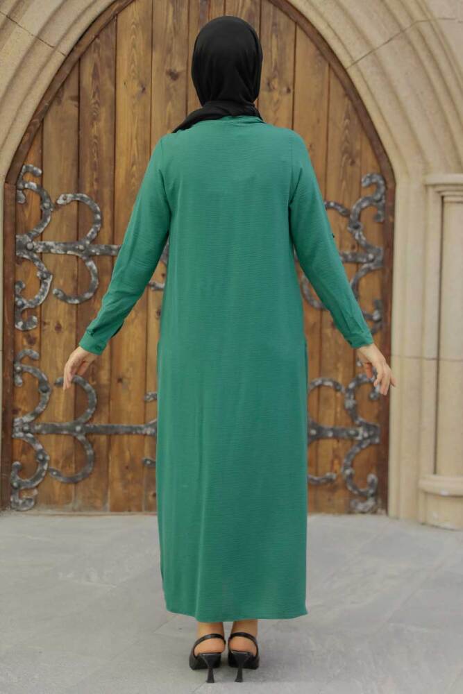 Neva Style - Yeşil Tesettür Elbise 34281Y - 3