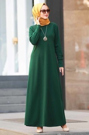 Neva Style - Yeşil Tesettür Elbise 41070Y - Thumbnail