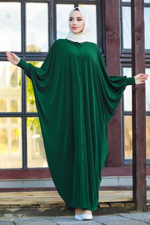 Neva Style - Yeşil Tesettür Ferace 1723Y - 1