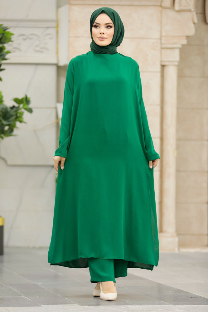 Neva Style - Yeşil Tesettür İkili Takım 65874Y - 1