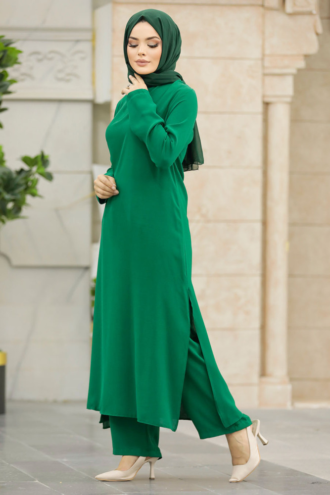 Neva Style - Yeşil Tesettür İkili Takım 65874Y - 3