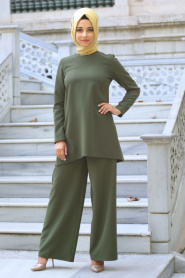 Neva Style - Yeşil Tunik / Pantolon Tesettür Takım 52700Y - Thumbnail