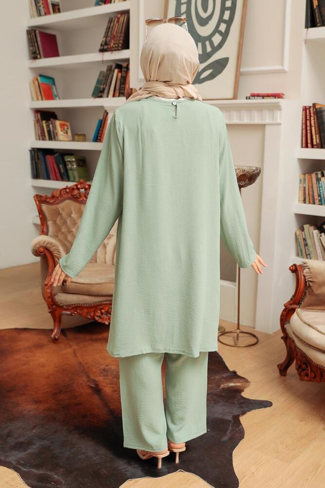 Neva Style - Zebra Desenli Mint Tesettür Takım 7687MINT - 3