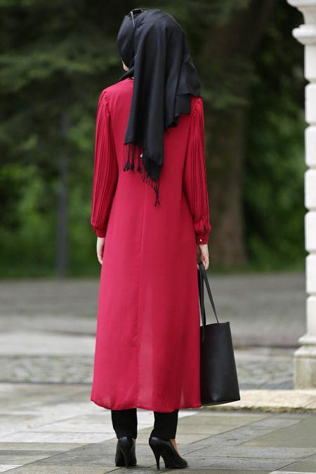 New Kenza - Arkası Uzun Bordo Tunik - 3