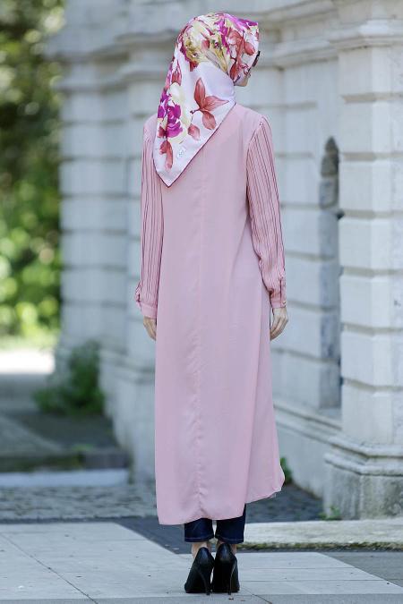 New Kenza - Arkası Uzun Gül Kurusu Tunik - 3