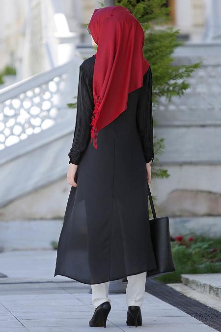 New Kenza - Arkası Uzun Siyah Tunik - 3