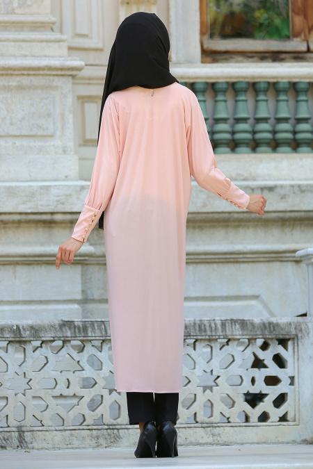 New Kenza - Asimetrik Kesim Pudra Tesettür Tunik 2018PD - 3