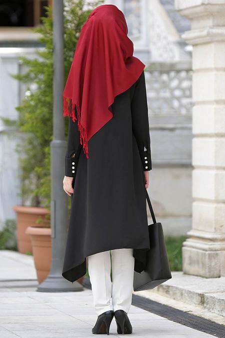 New Kenza - Asimetrik Kesim Siyah Tunik - 3