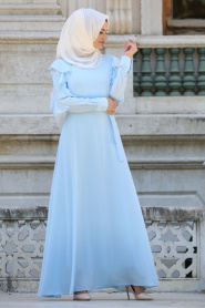 New Kenza - Baby Blue Hijab Dress 3077BM - Thumbnail