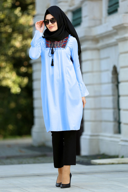 New Kenza - Baby Blue Hijab Tunic 20871BM