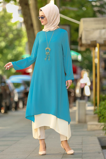-New Kenza - Baby Blue Hijab Tunic 2172BM