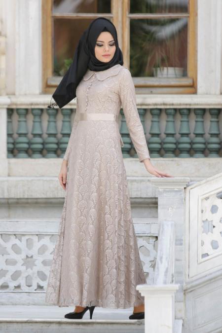 New Kenza - Beige Hijab Dress 30000BEJ - 2