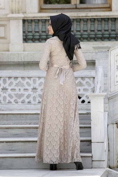New Kenza - Beige Hijab Dress 30000BEJ - 3