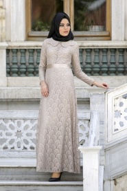 New Kenza - Beige Hijab Dress 30000BEJ - Thumbnail