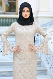 New Kenza - Beige Hijab Dress 3067BEJ - Thumbnail