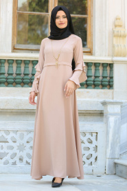 New Kenza - Beige Hijab Dress 3069BEJ - Thumbnail