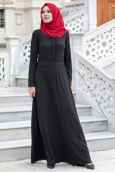 New Kenza - Black Hijab Dress 3024S