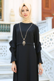 New Kenza - Black Hijab Dress 3069S - Thumbnail