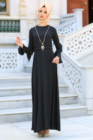 New Kenza - Black Hijab Dress 3069S - Thumbnail