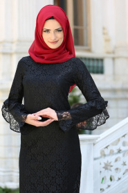 New Kenza - Black Hijab Dress 3070S - Thumbnail
