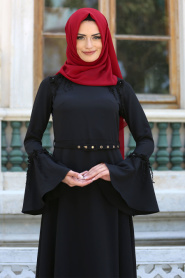 New Kenza - Black Hijab Dress 30870S - Thumbnail