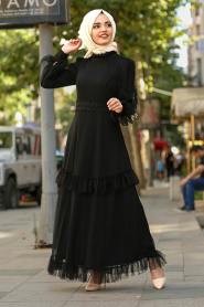 New Kenza - Black Hijab Dress 3168S - Thumbnail