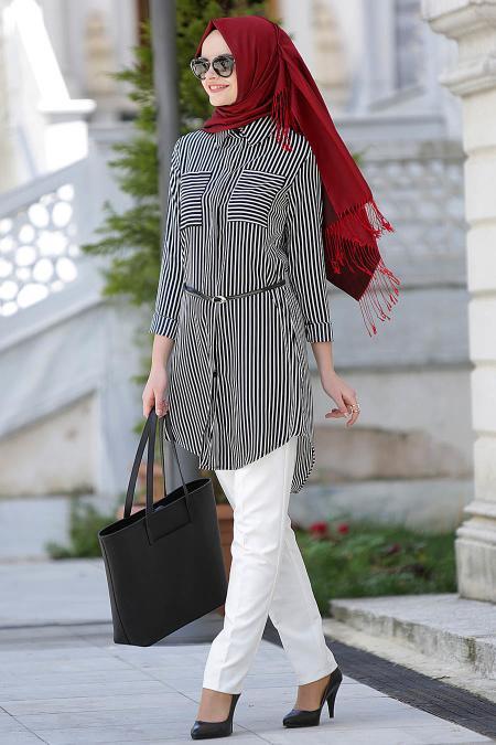 New Kenza - Black Hijab Shirt 2835S - 2
